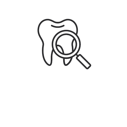 Magnifying glass tooth dental icon